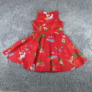 Hawaii Hangover Dress Womens Medium Red Sleeveless Hula Girl Surfing Santa Zip